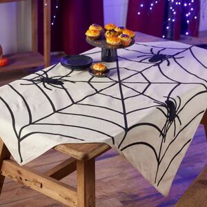 Plow & Hearth Halloween Spooky Spiderweb Table Throw